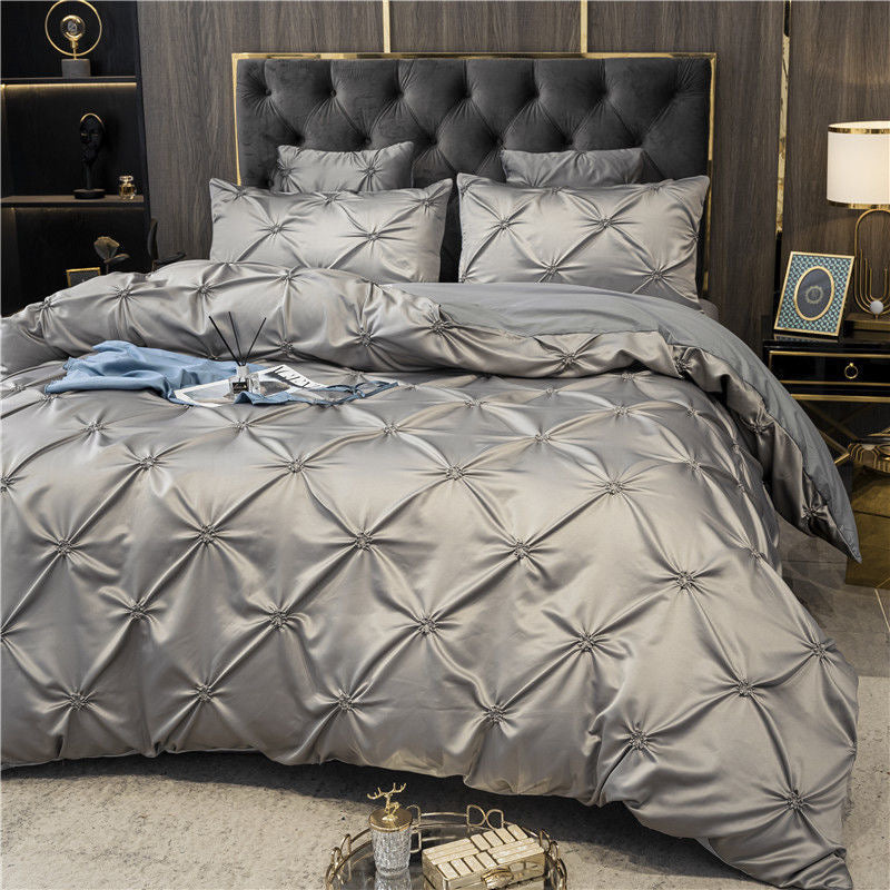 Luxurious Pinch Pleat Soft Microfiber Duvet Cover Bedding Set