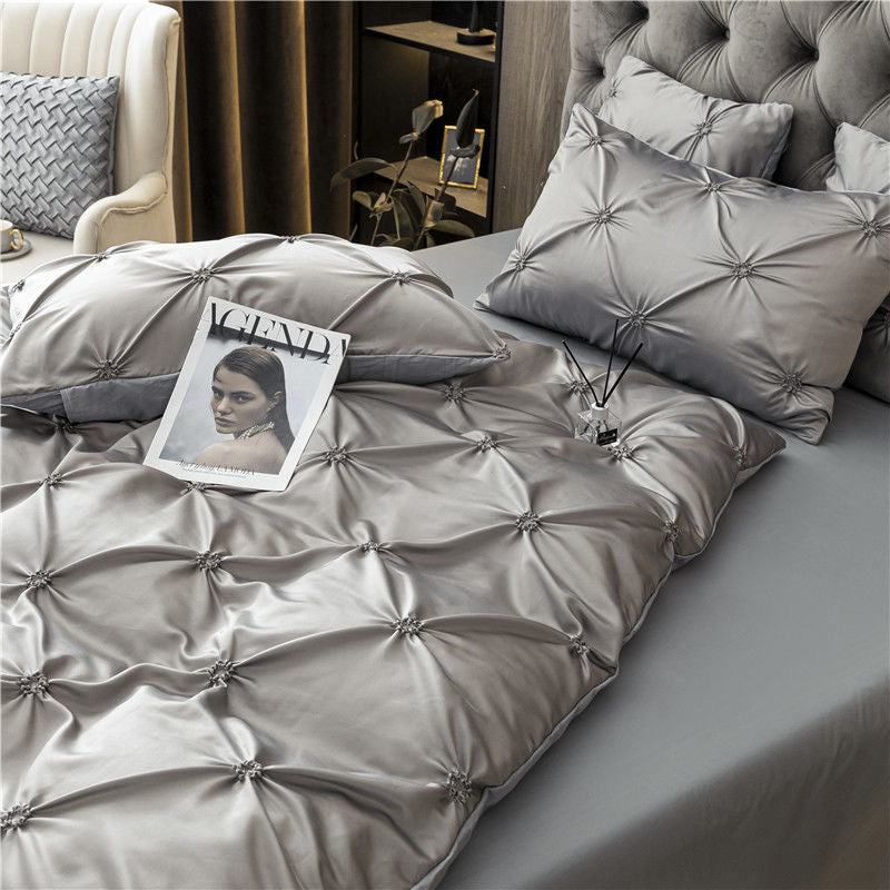 Luxurious Pinch Pleat Soft Microfiber Duvet Cover Bedding Set