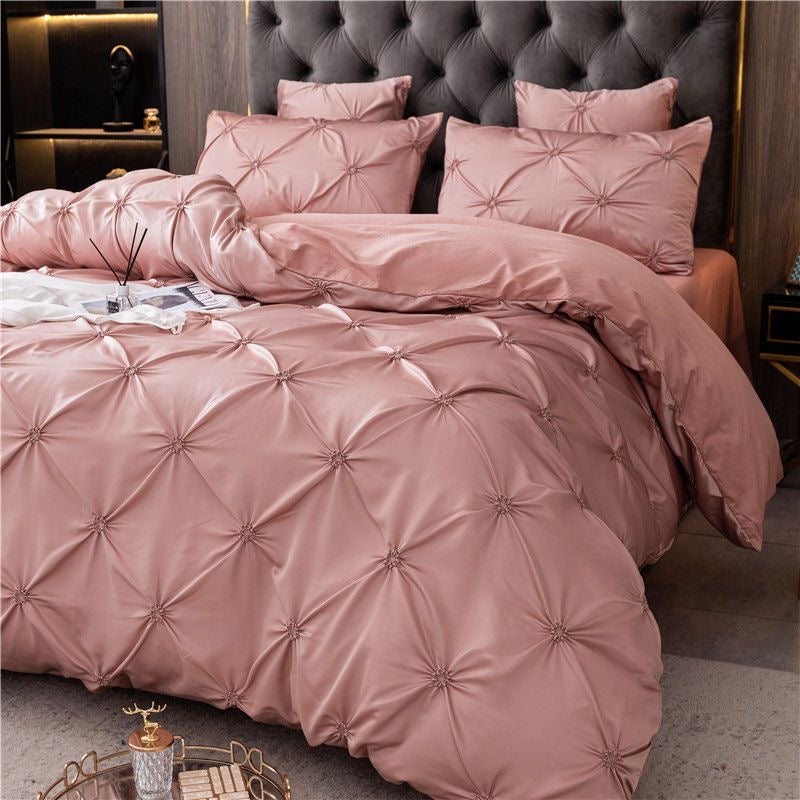 Pink outlet ultra-soft Luxurious 3 -Pieces Pink pinch plated comforter set King Size