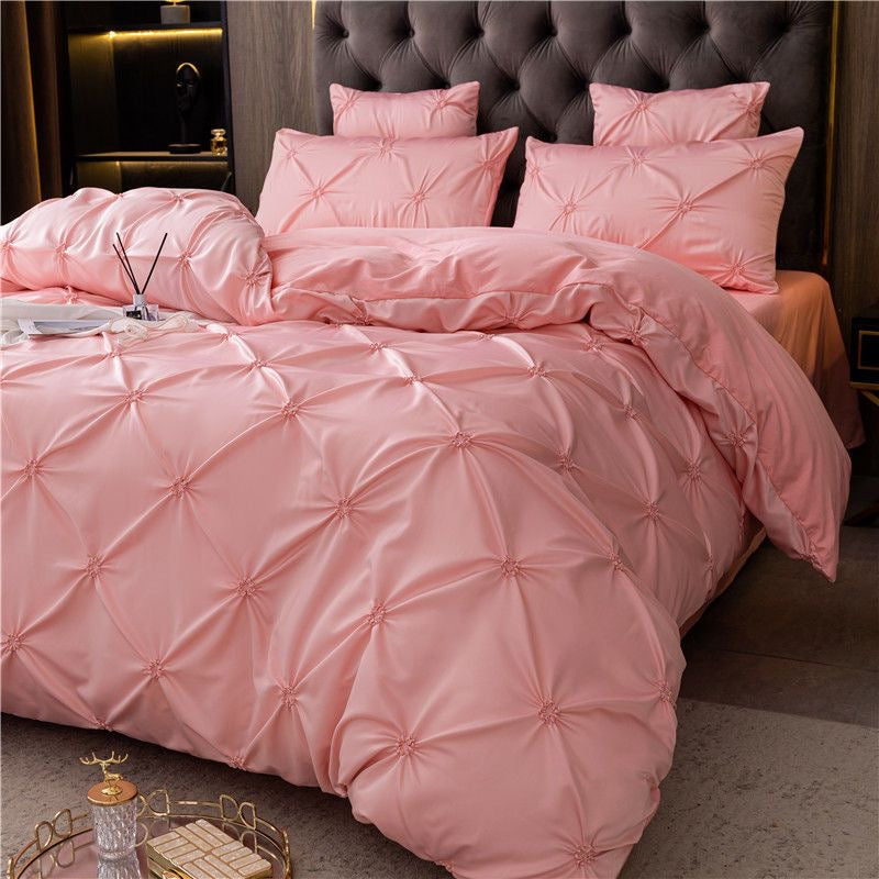 Luxurious Pinch Pleat Soft Microfiber Duvet Cover Bedding Set