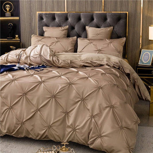 Luxurious Pinch Pleat Soft Microfiber Duvet Cover Bedding Set