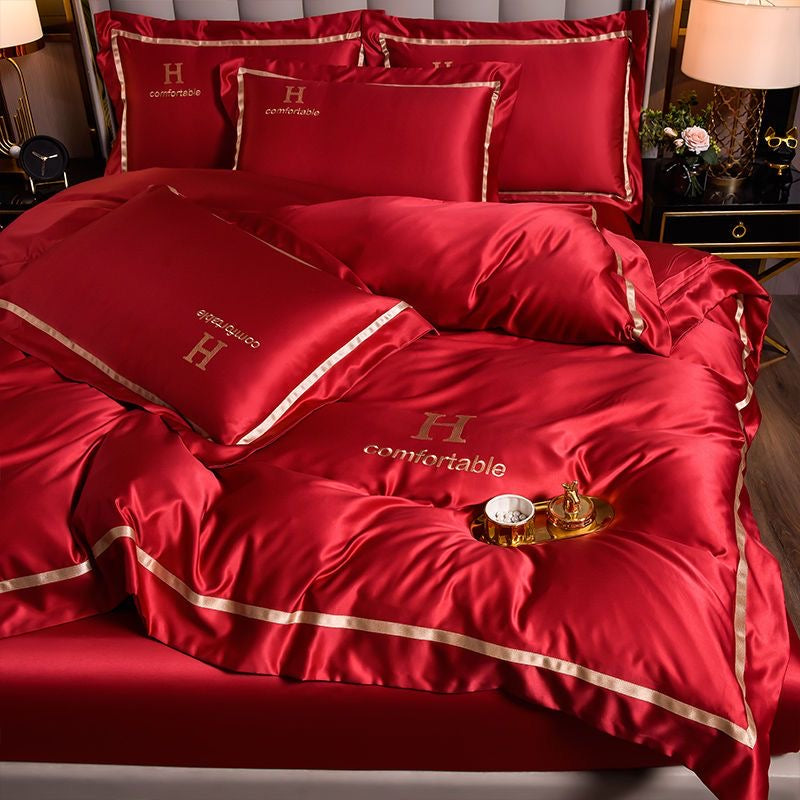 Comfortable Luxury Rich Silk Silky Soft Bedding Set